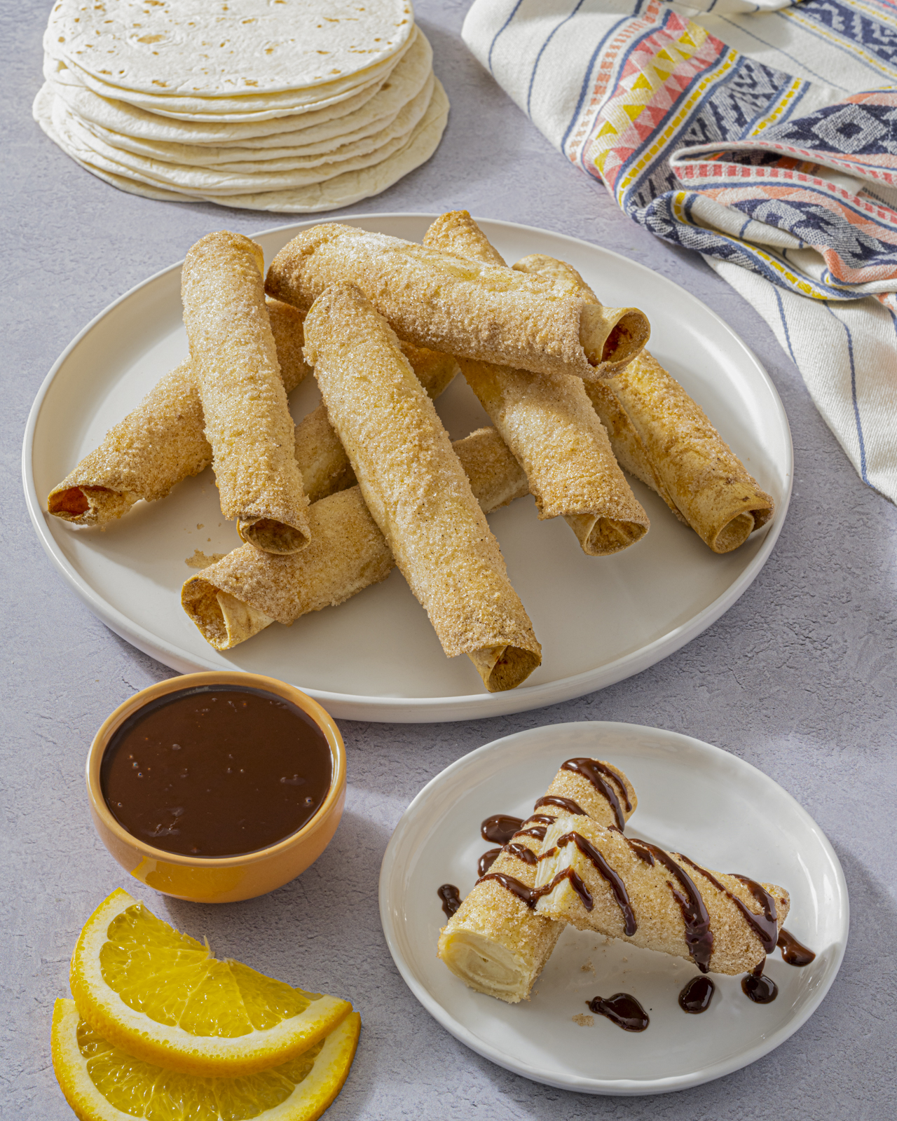 Creamy Air-Fried Cinnamon Tortilla Roll-Ups with Orange Chocolate Dipping Sauce Recipe